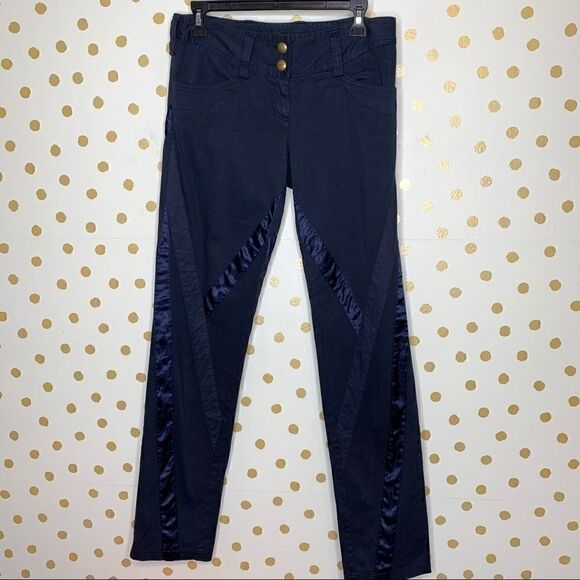 𝅺bcbgmaxazria Navy Blue Satin Stripe Tuxedo Pants 4 - Picture 1 of 5